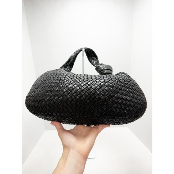 Unbranded TJmaxx Genuine Leather Woven Shoulder Bag Knotted Black - Picture 4 of 14